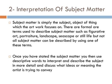 Subject Matter Meaning in Art: An Interplay of Interpretation and Perception